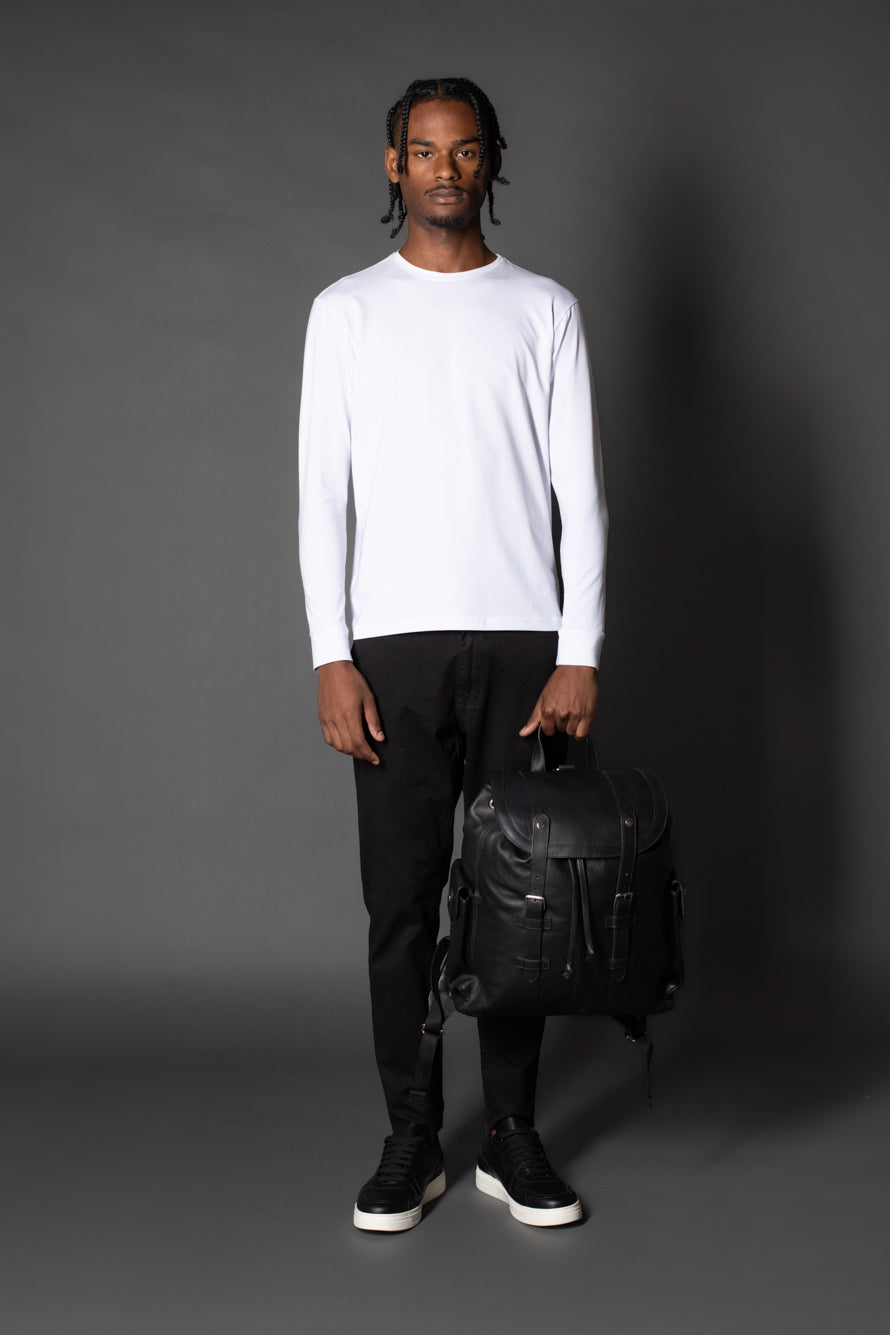Camiseta Manga Longa Gola Slim Gola Redonda - Branco