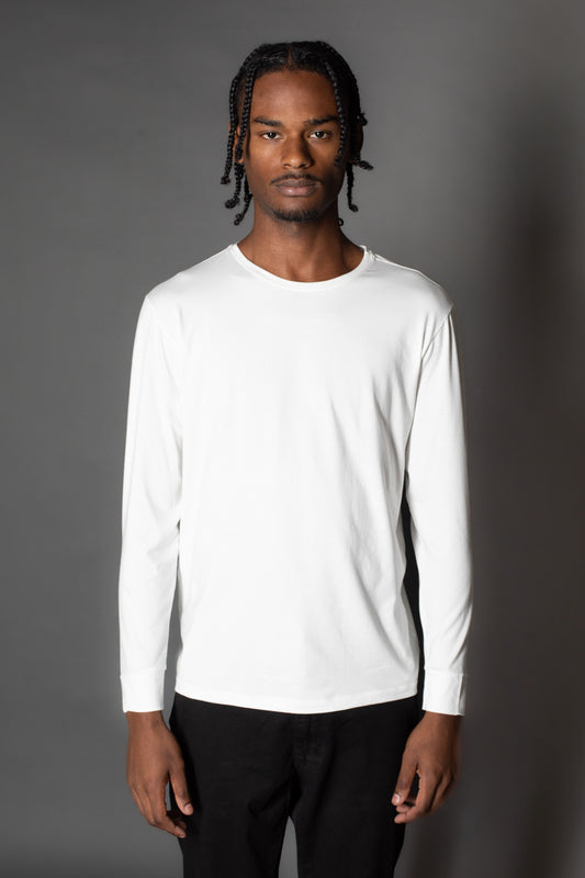 Camiseta Manga Longa Gola Slim Gola Redonda - Off White