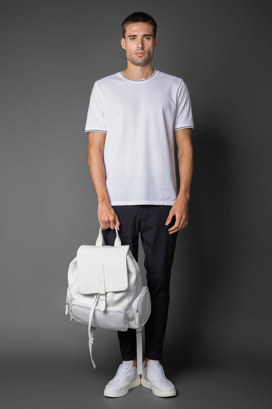 Camiseta Manga Curta Slim Pique Friso Duplo - Branco
