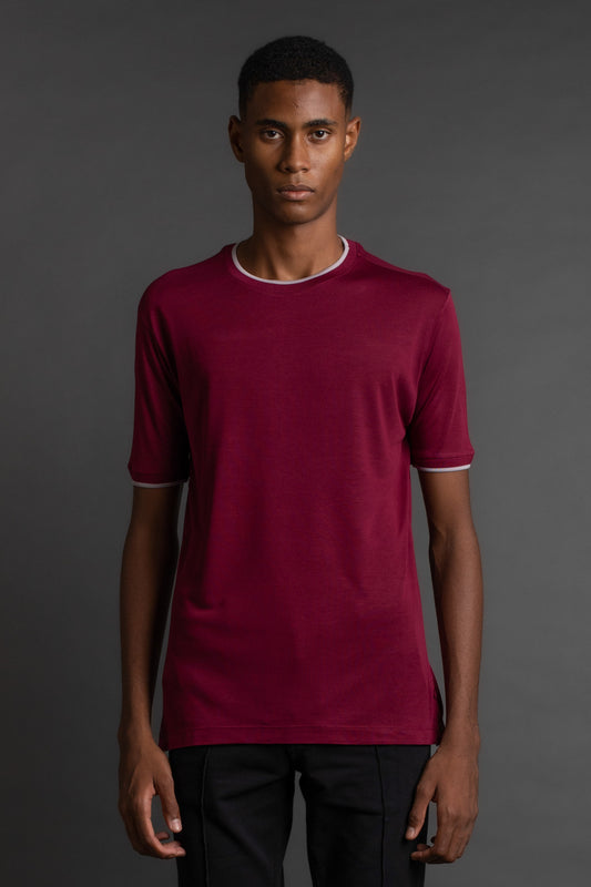 Camiseta Manga Curta Gola Redonda - Bordo
