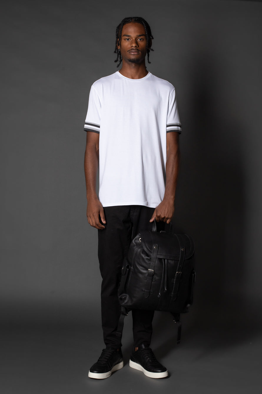 Camiseta Manga Curta Slim Faixa Manga - Branco