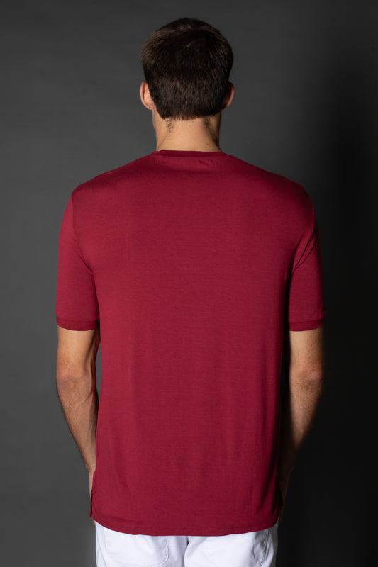 Camiseta Manga Curta Slim Botão Lateral - Bordo