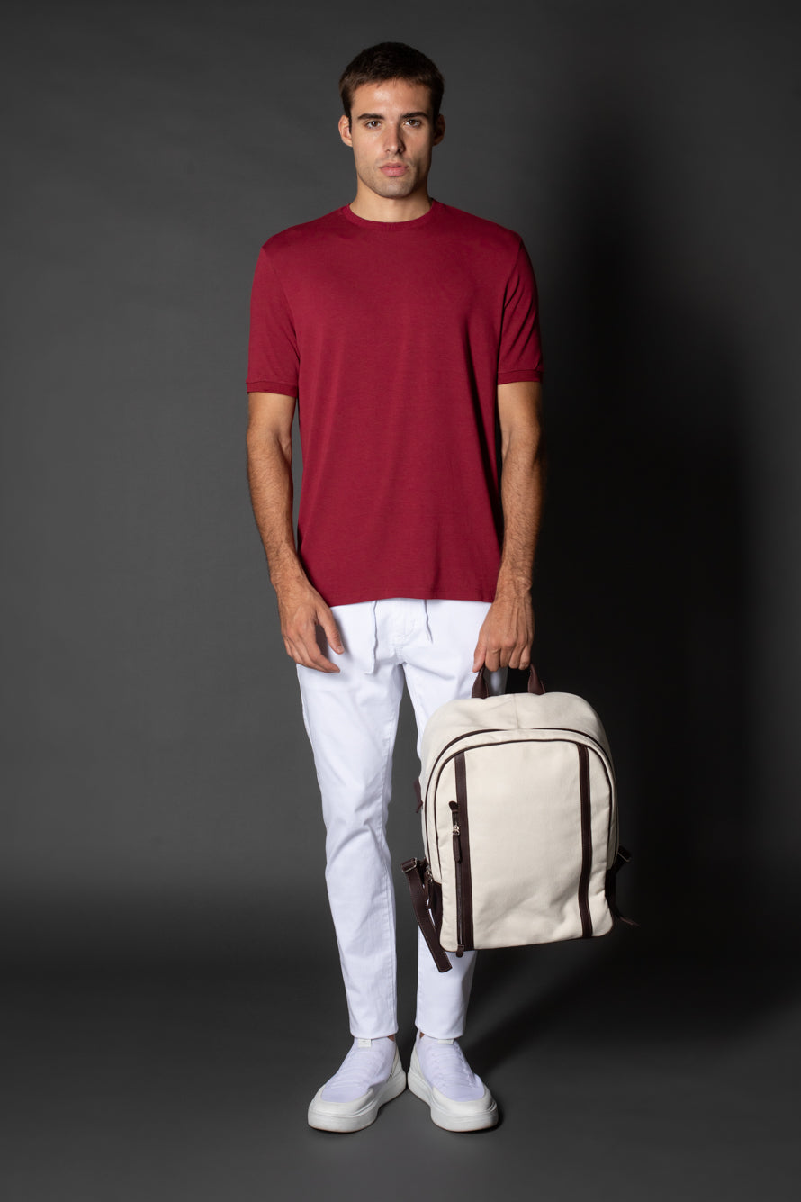 Camiseta Manga Curta Slim Botão Lateral - Bordo