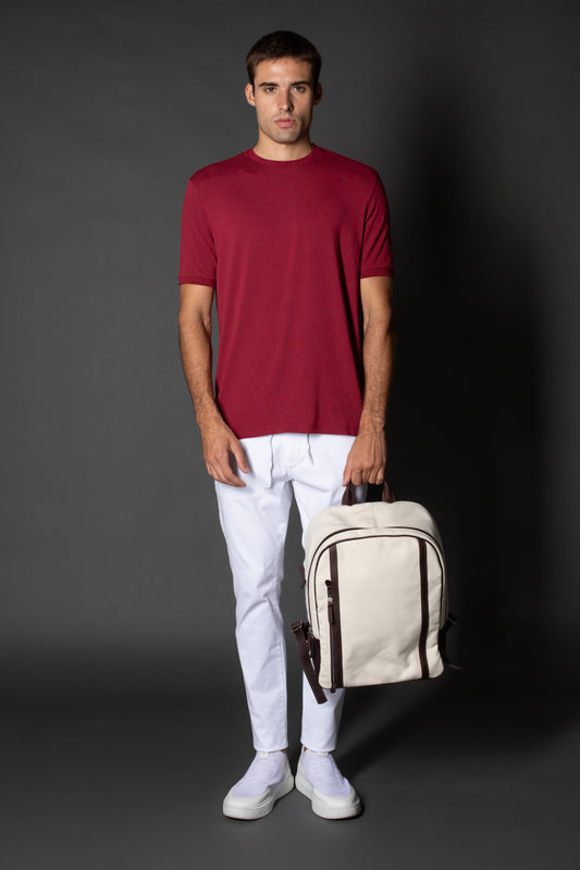 Camiseta Manga Curta Slim Botão Lateral - Bordo