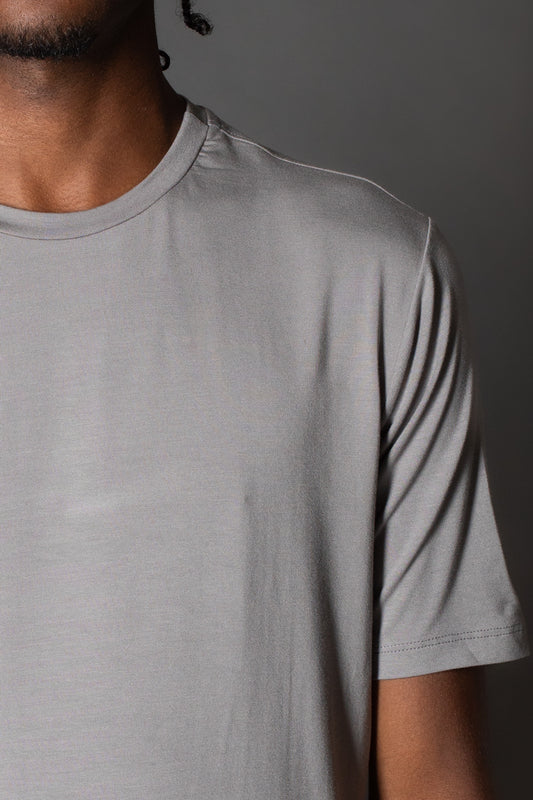 Camiseta Manga Curta Slim Gola Redonda - Cinza Claro