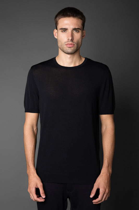 Camiseta Manga Curta Slim Gola Redonda Retilínea - Preto