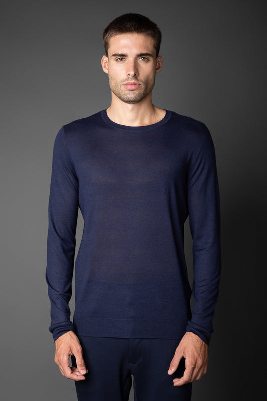 Camiseta Manga Longa Gola Redonda Retilínea - Marinho