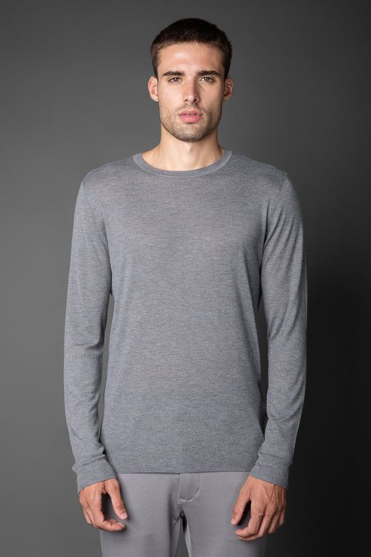 Camiseta Manga Longa Gola Redonda Retilínea - Cinza Mescla