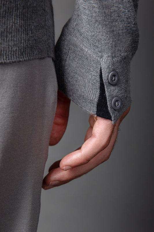 Camiseta Manga Longa Gola Redonda Retilínea - Cinza Mescla