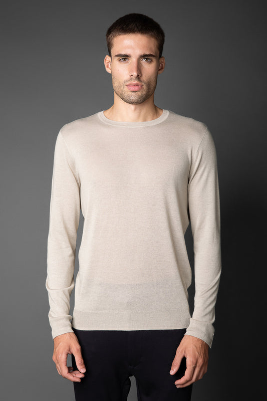 Camiseta Manga Longa Gola Redonda Retilínea - Areia