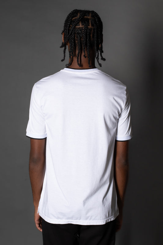 Camiseta Manga Curta Gola v Com Friso - Branco