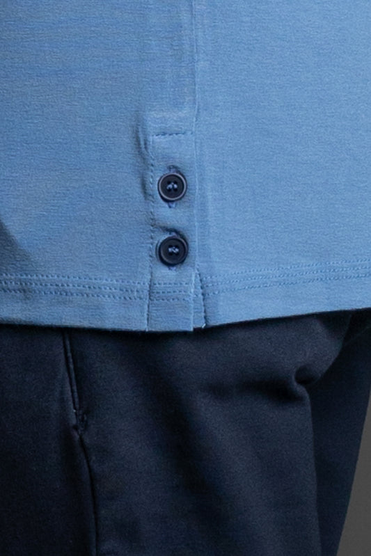Camiseta Manga Curta Gola v - Azul.