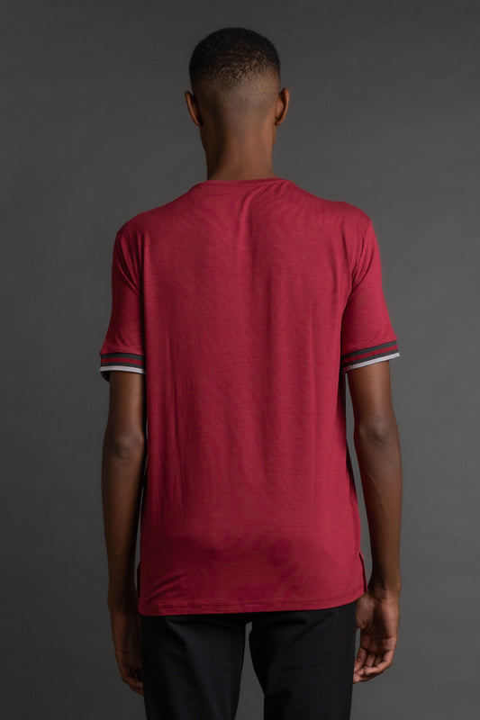 Camiseta Manga Curta Gola v - Bordo