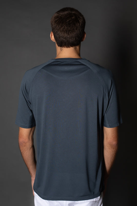 Camiseta Manga Curta Slim Raglan - Cinza Claro