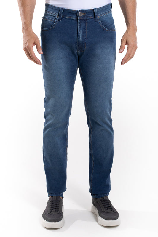 Calça Jeans Moletom - Azul Escuro