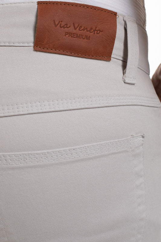 Calça Sarja Slim 5 Bolsos Color Premium - Areia