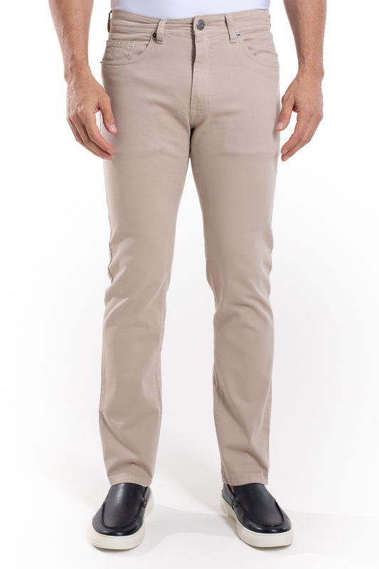 Calça Sarja 5 Bolsos - Kaki Claro