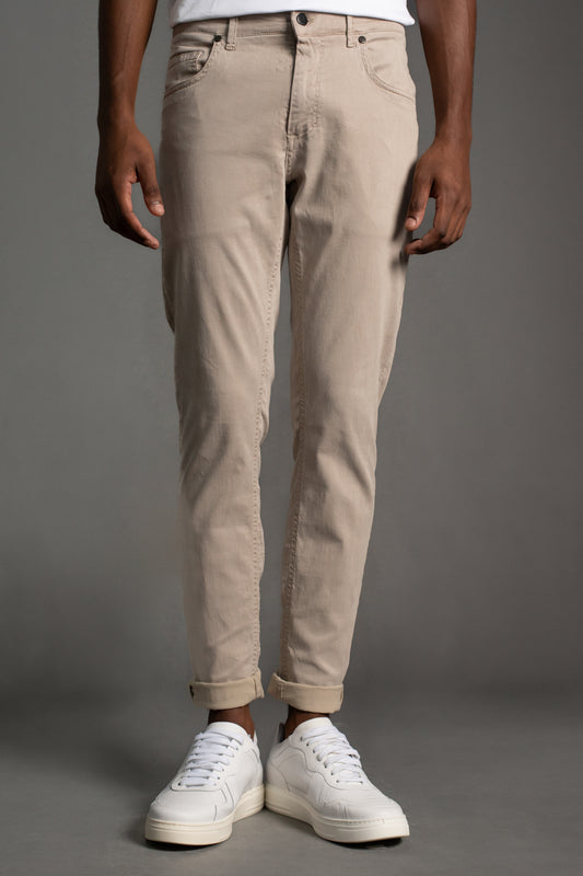 Calça Sarja 5 Bolsos Slim - Areia
