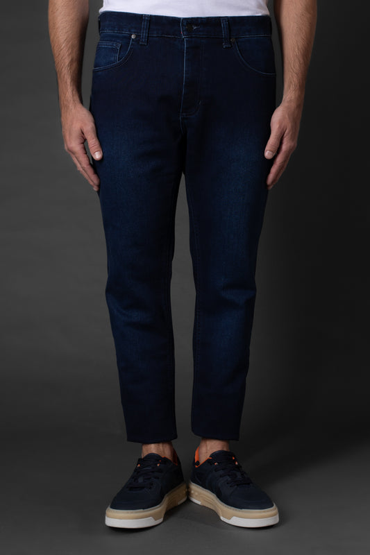Calça Jeans Slim Com Zíper 5 Bolsos - Marinho
