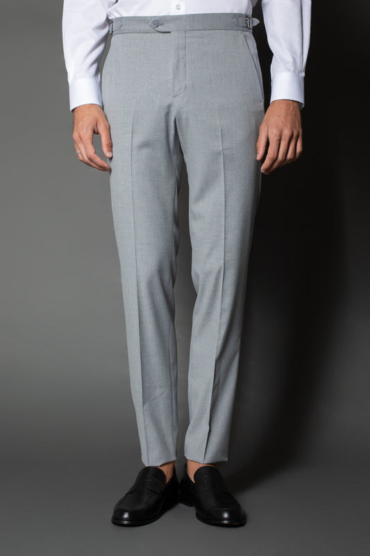 Calça Social Bolso Faca Slim Regulador Cós - Cinza Claro