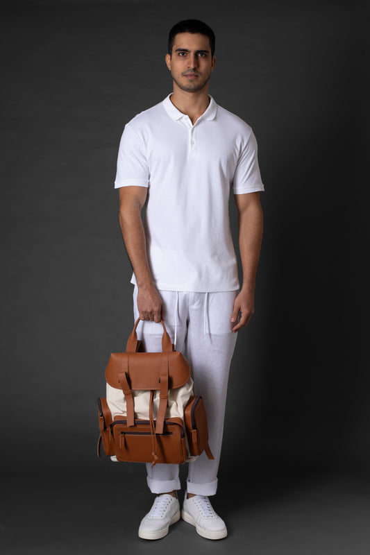 Calça Slim Linho Bolso Faca Com Cordão Interno - Branco