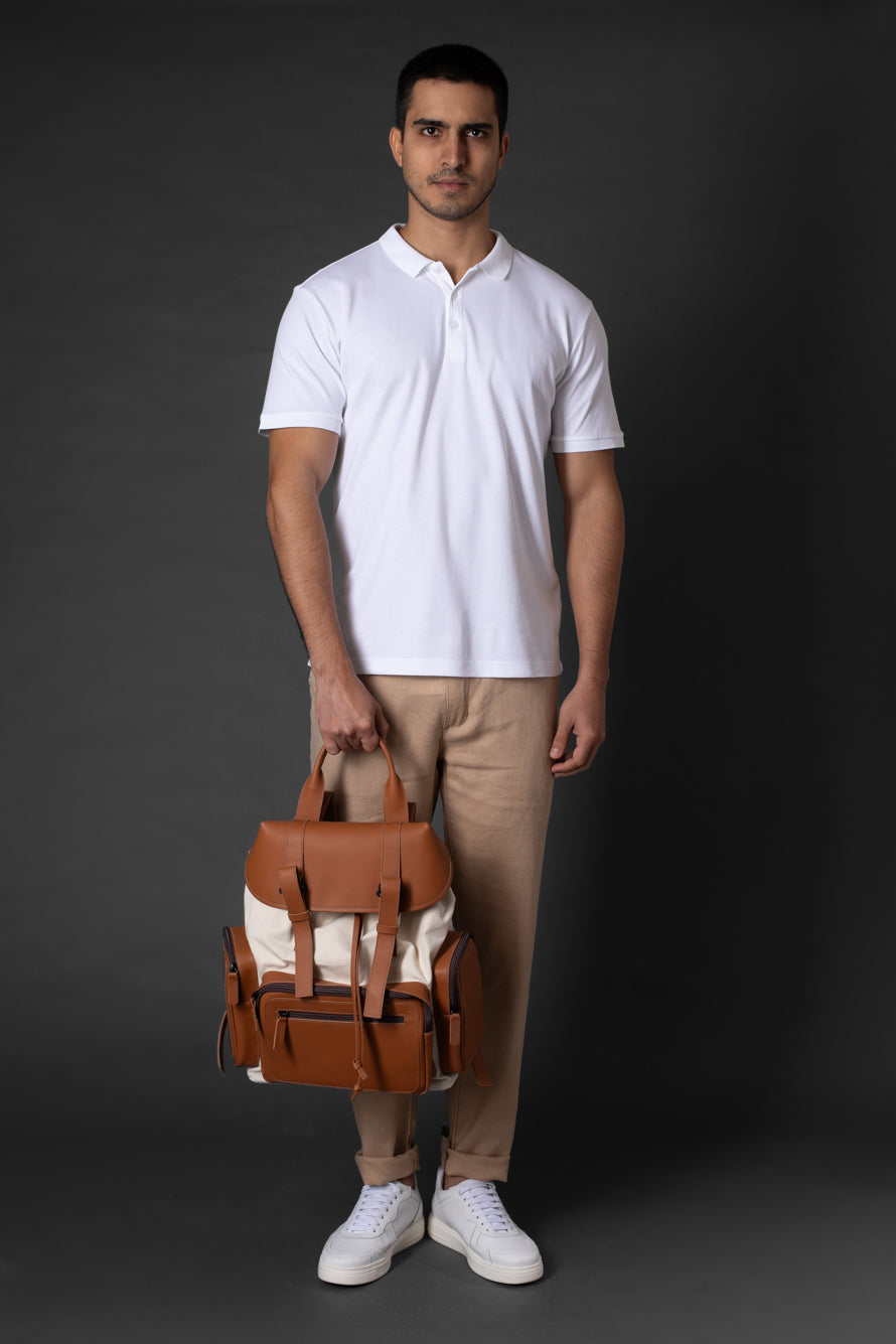 Calça Slim Linho Bolso Faca Com Cordão Interno - Bege