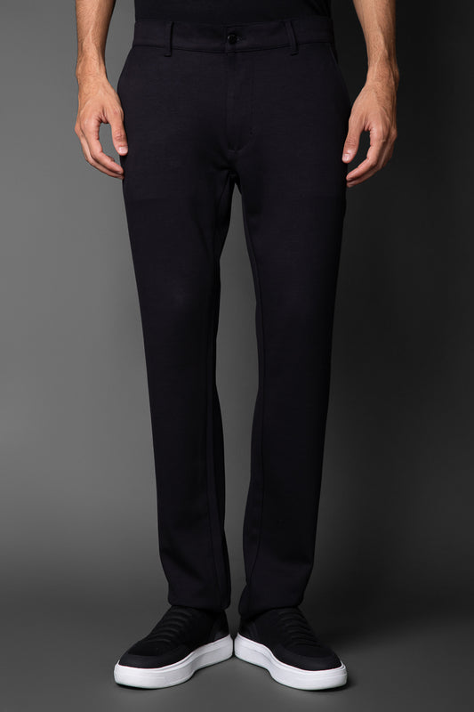 Calça Malha Slim Bolso Faca Pesponto Duplo - Preto