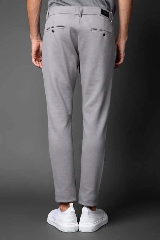Calça Malha Slim Bolso Faca Pesponto Duplo - Cinza