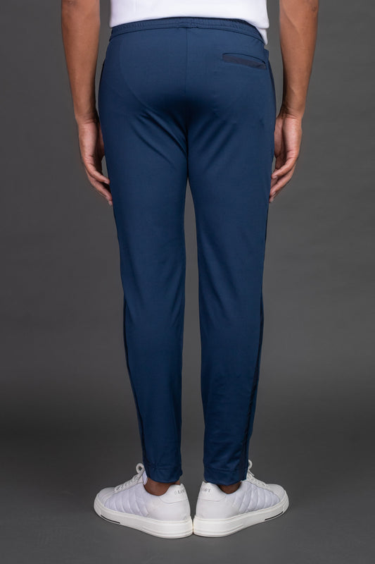 Calça Slim Com Faixa Lateral - Marinho