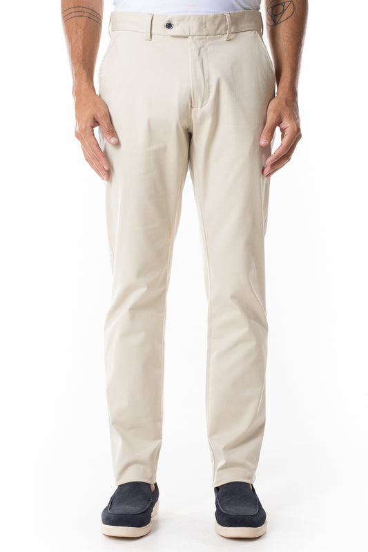 Calça Sarja Bolso Faca - Bege Claro