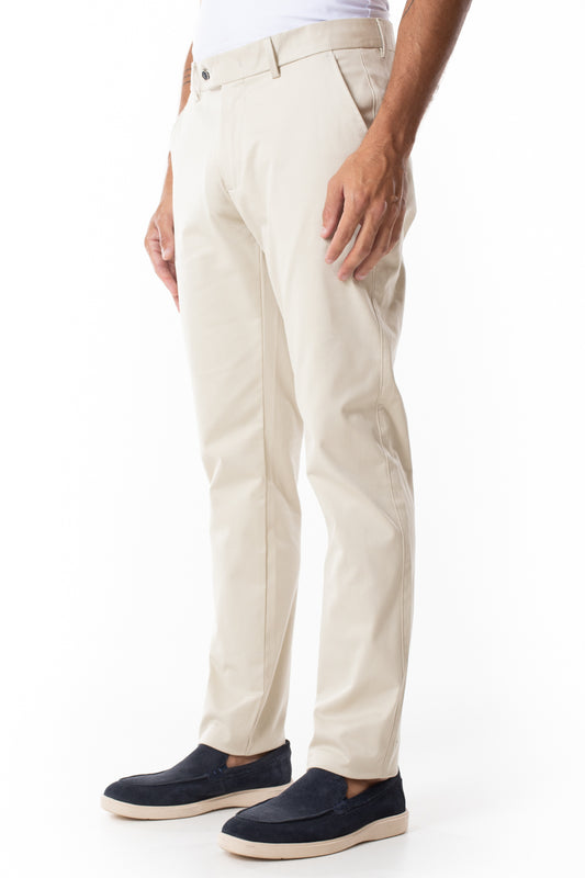 Calça Sarja Bolso Faca - Bege Claro