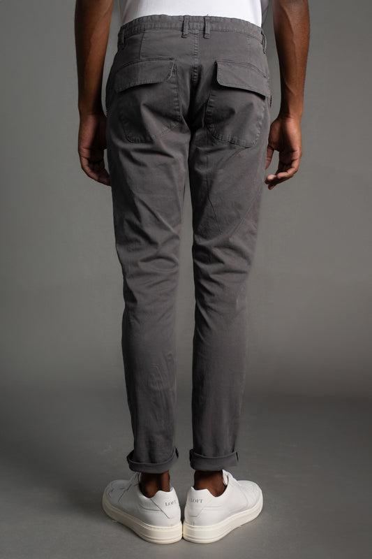 Calça Chino Slim Com Cordão - Grafite