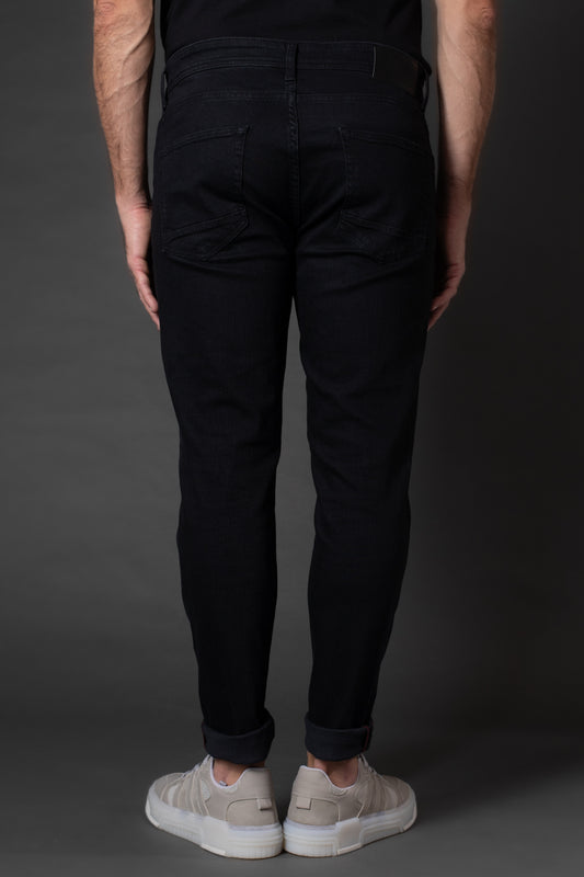 Calça Jeans Black Slim Com Detalhe Vermelho - Preto