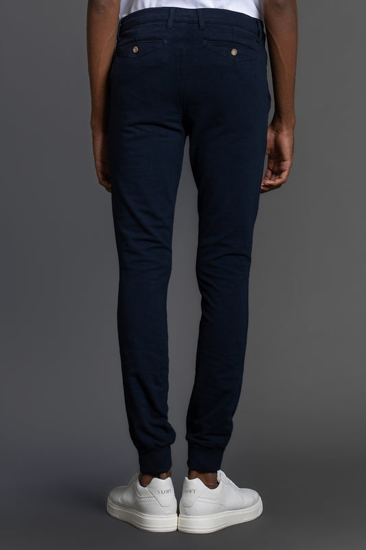 Calça Moletom Com Nervura - Marinho
