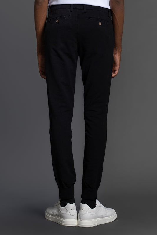 Calça Moletom Com Nervura - Preto