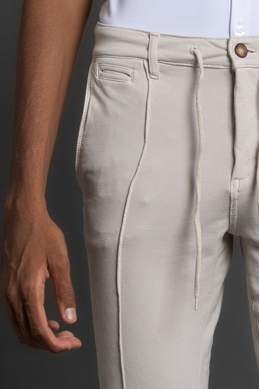 Calça Moletom Com Nervura - Bege