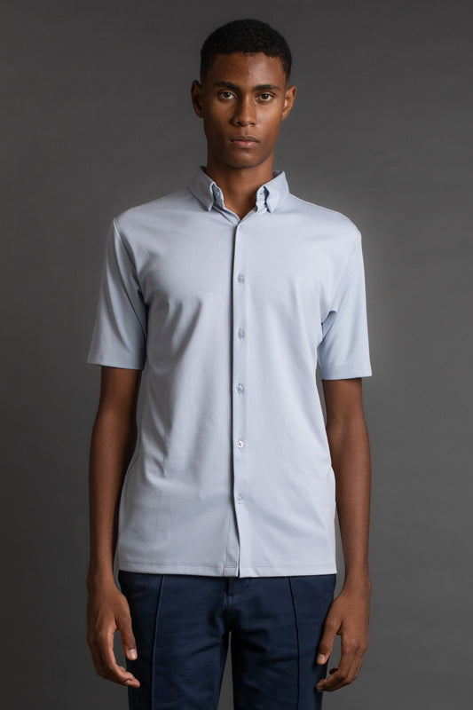 Camisa Manga Curta Malha - Azul Claro