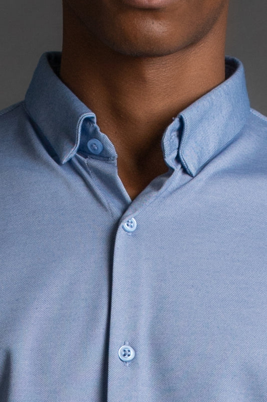 Camisa Manga Curta Malha - Azul Claro