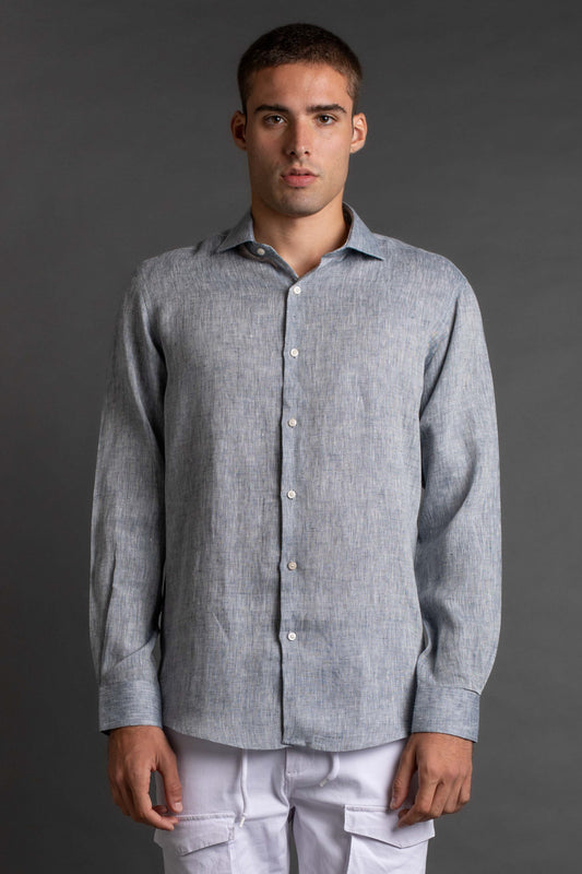 Camisa Manga Longa Linho - Marinho