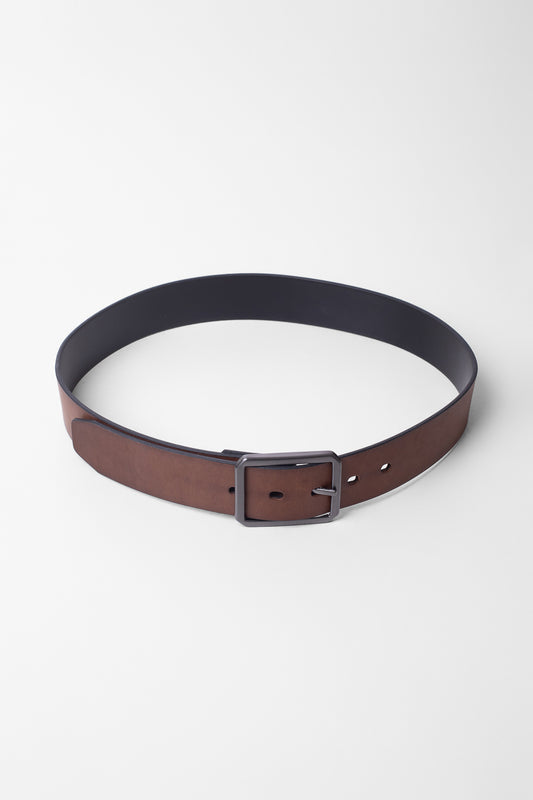 Cinto Esporte Dupla Face Couro Soleta - Preto/Castanho