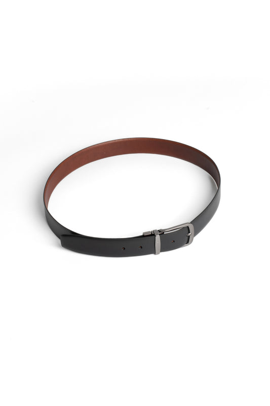 Cinto Social Dupla Face Fivela Fosca - Preto/Pinhao