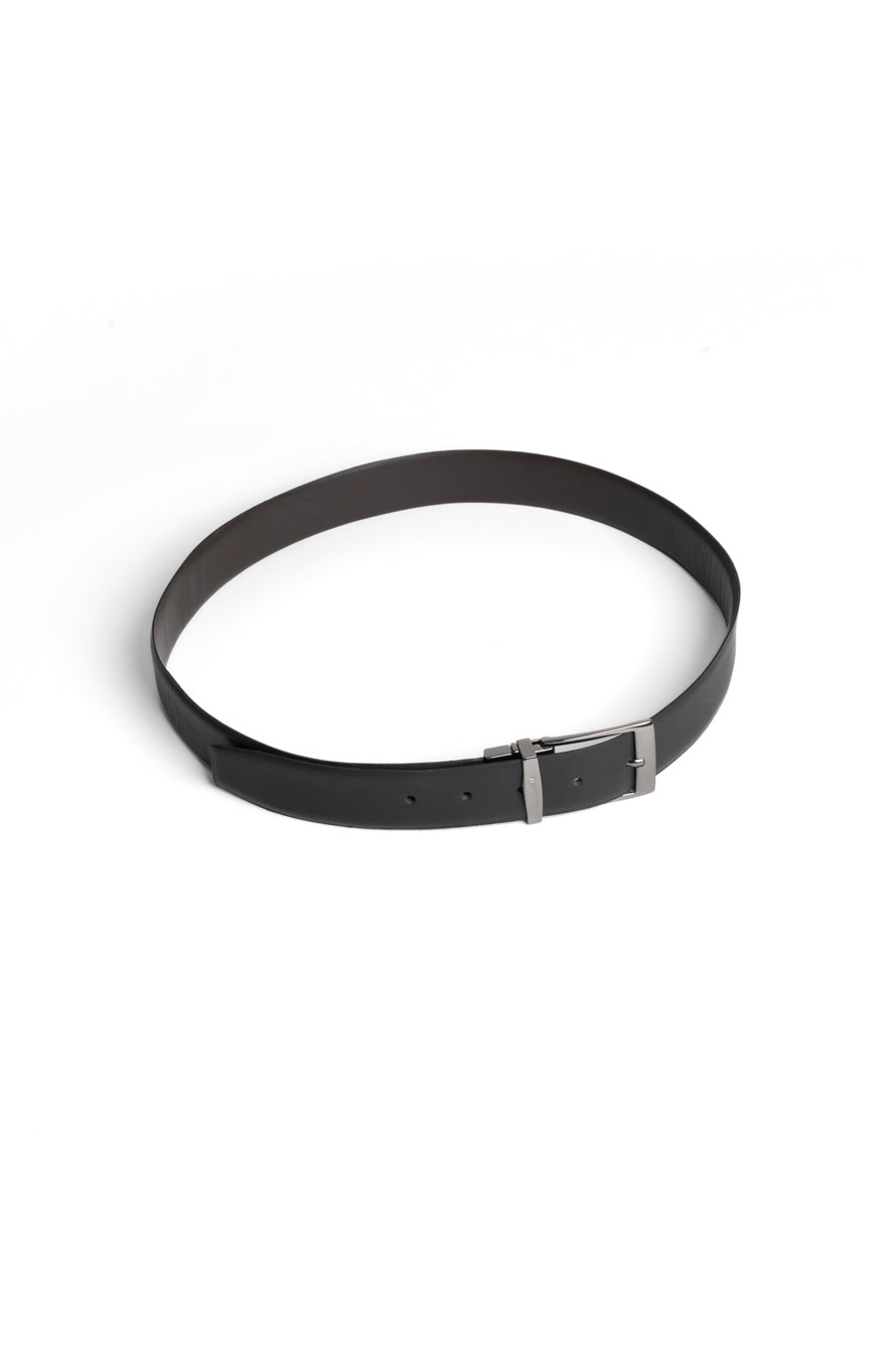 Cinto Social Dupla Face Fivela Fosca - Preto/Cafe