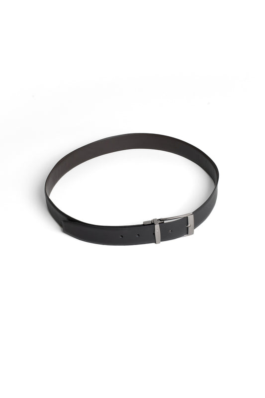 Cinto Social Dupla Face Fivela Fosca - Preto/Cafe