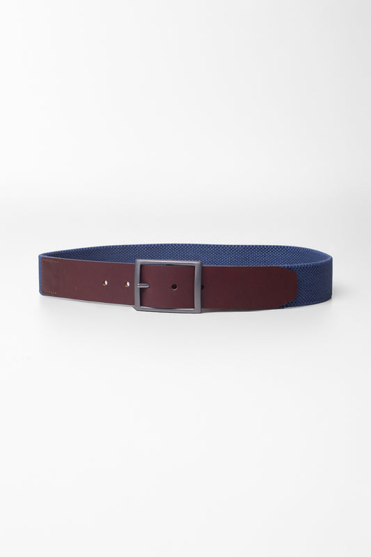 Cinto Esporte De Elástico Ponteira Couro - Azul.