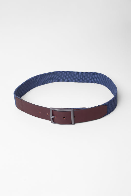 Cinto Esporte De Elástico Ponteira Couro - Azul.