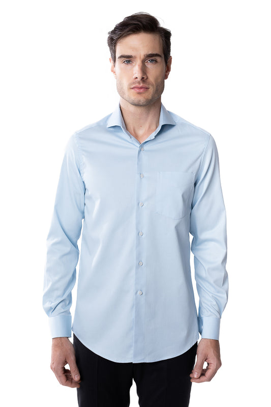 Camisa Social Maquinetada Ruth - Celeste