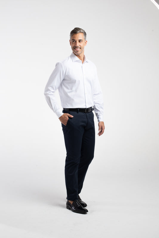 Camisa Manga Longa Social Maquinetada Slim - Branco