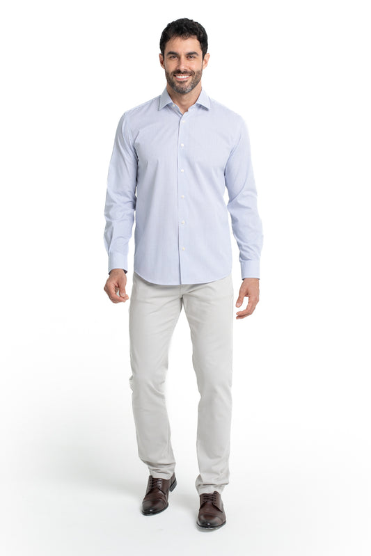 Camisa Social Colarinho Italiano Premium - Azul Medio