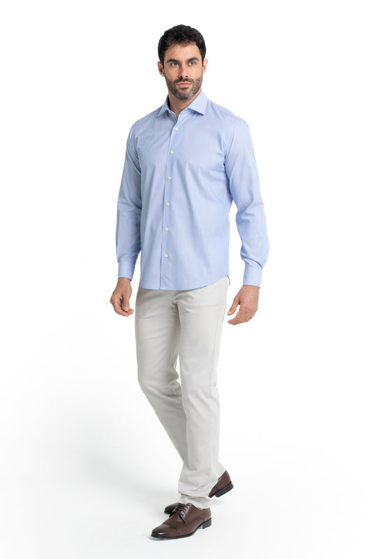 Camisa Social Colarinho Italiano Premium - Cinza