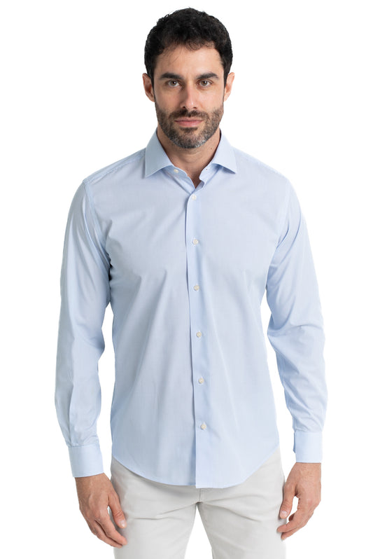 Camisa Social Colarinho Italiano Premium - Azul Claro